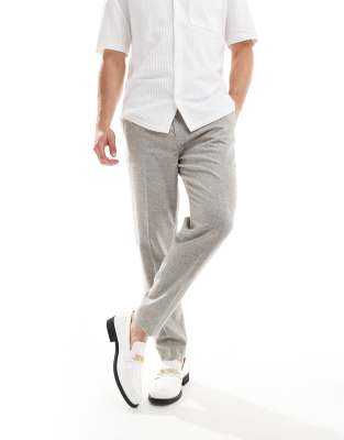 ASOS DESIGN ASOS DESIGN smart tapered fit wool mix trousers in grey