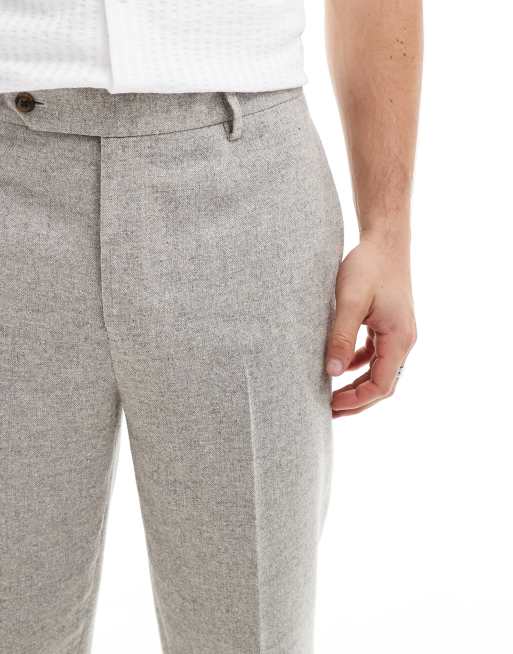 ASOS DESIGN smart tapered fit wool mix trousers in grey ASOS