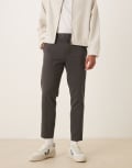 [ASOS DESIGN] ASOS DESIGN smart tapered flannel pants in grey with side adjusters W30 L30 GREY