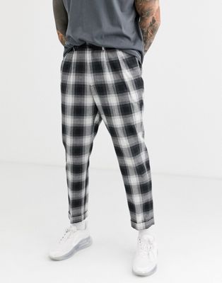 ASOS DESIGN smart tapered gray check pants with pleats | ASOS