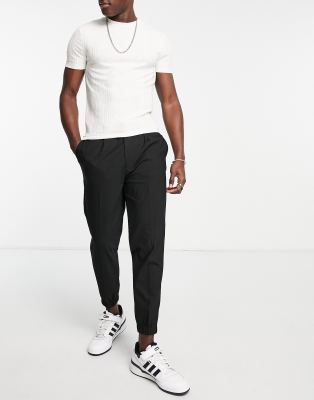 ASOS Tapered Cropped Jogger In Poly Tricot in Black for Men