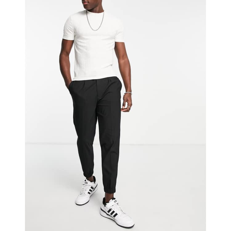 ASOS Tapered Cropped Jogger In Poly Tricot in Black for Men