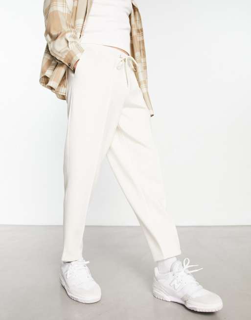 ASOS DESIGN smart tapered joggers in beige scuba