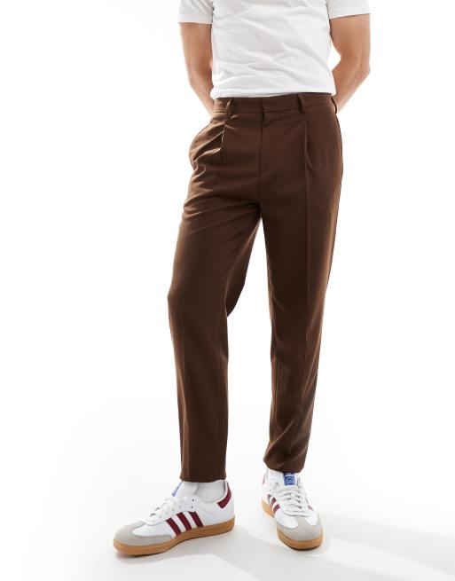 ASOS DESIGN smart tapered joggers in brown ASOS