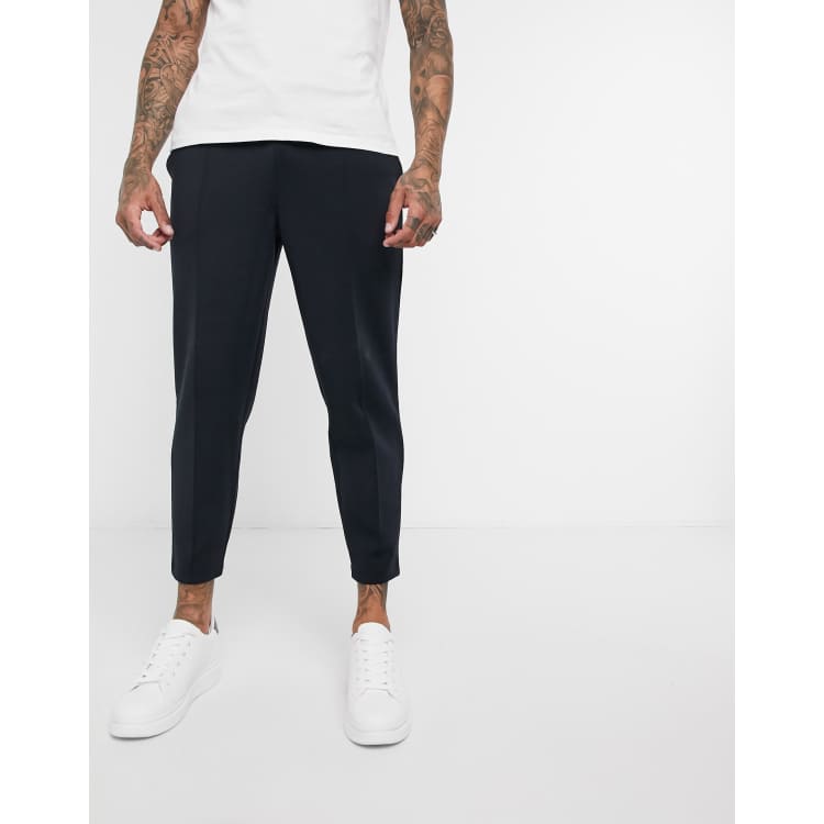 ASOS DESIGN tapered scuba joggers in black