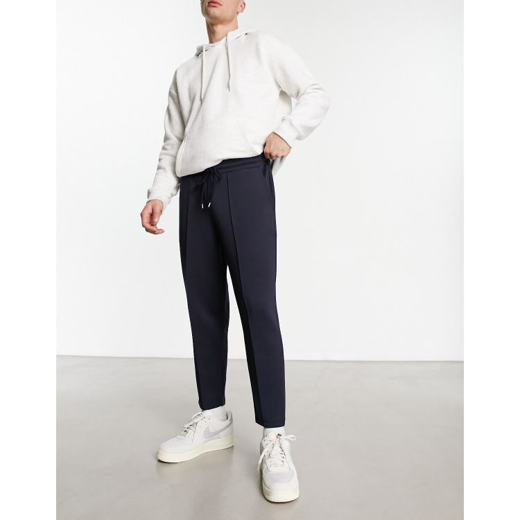 ASOS DESIGN smart tapered joggers in navy scuba ASOS