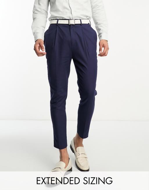 ASOS DESIGN slim linen mix suit in navy