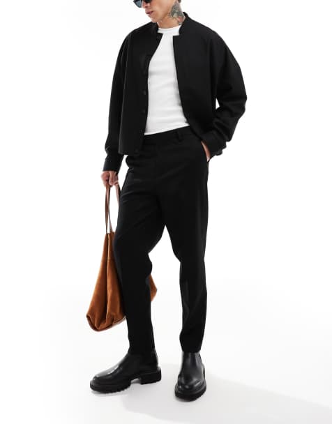 ASOS DESIGN smart tapered pants in black - part of a set - view 1