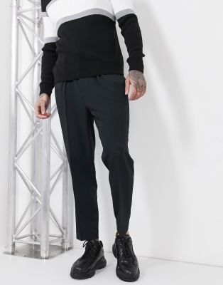 black skinny tapered trousers