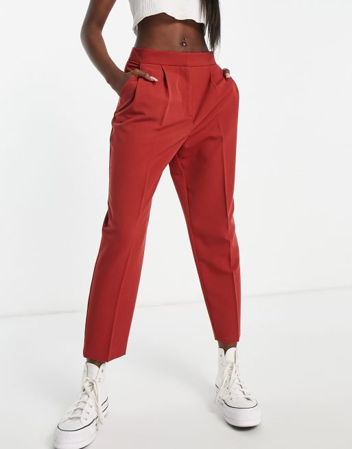 ASOS DESIGN smart tapered pants in brick