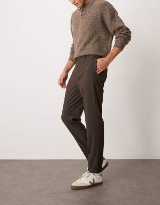 Asos Design Smart Tapered Pants In Brown