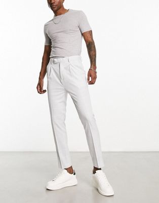 Asos Design Smart Tapered Pants In Gray Window Check