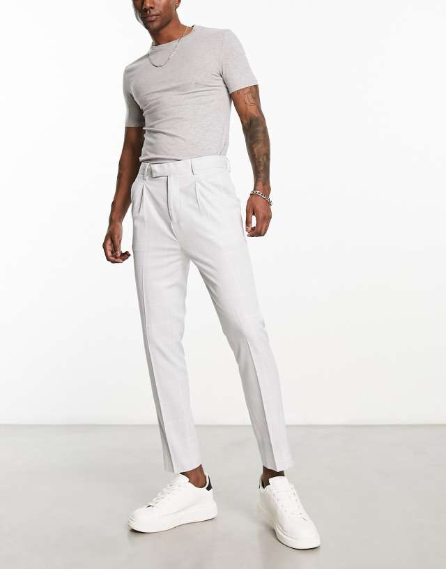 ASOS DESIGN smart tapered pants in gray window check