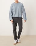 [ASOS DESIGN] ASOS DESIGN smart tapered pants in grey with half elasticated waist S GREY