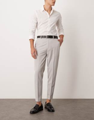 Asos Design Smart Tapered Pants In Light Gray