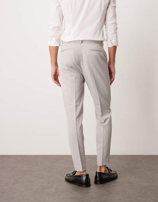 ASOS DESIGN - Pantaloni eleganti affusolati grigio chiaro
