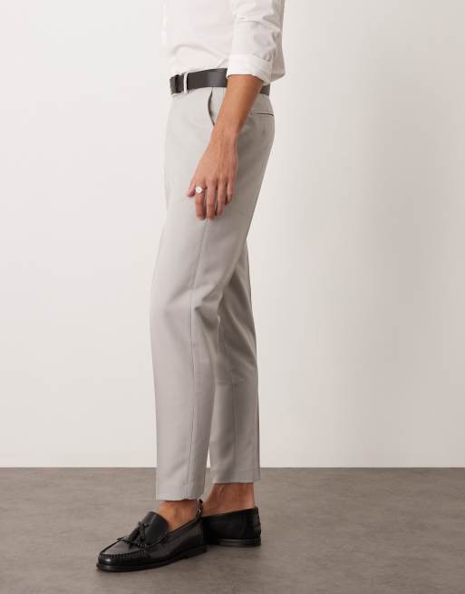 ASOS DESIGN - Pantaloni eleganti affusolati grigio chiaro