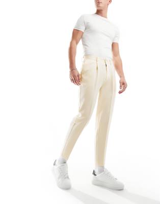 Asos Design Smart Tapered Pants In Light Stone-neutral