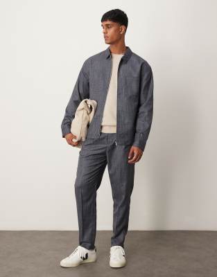 ASOS DESIGN smart tapered pants in navy with elastic waist - part of a set - view 1