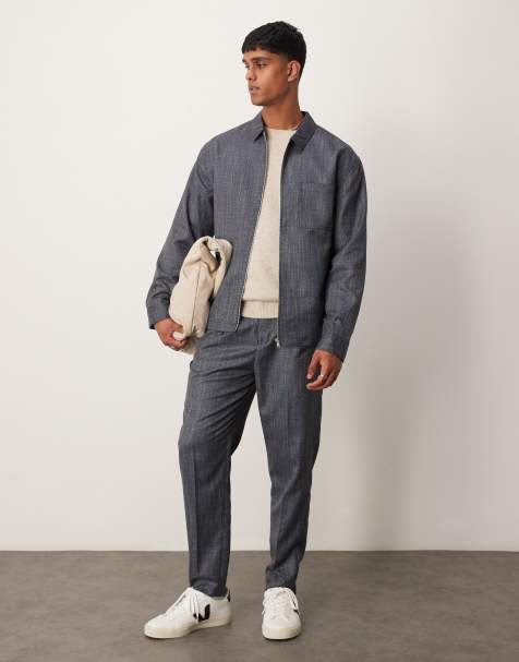 ASOS DESIGN smart tapered pants in navy with elasticated waist (part of a set) - view 1