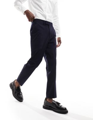 Asos Design Smart Tapered Pants In Navy Asos