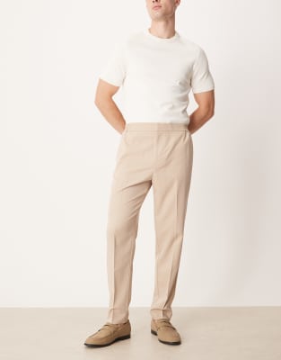 Asos Design Smart Tapered Pants In Neutral