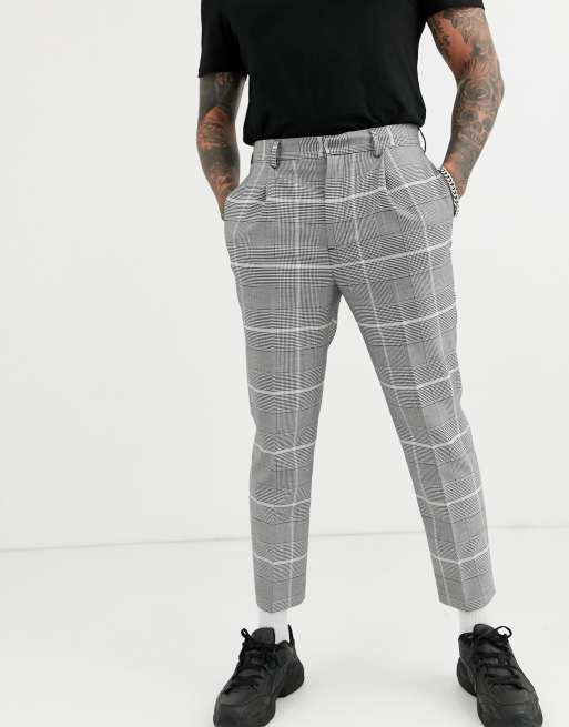 ASOS DESIGN smart tapered pants in oversized gray check | ASOS