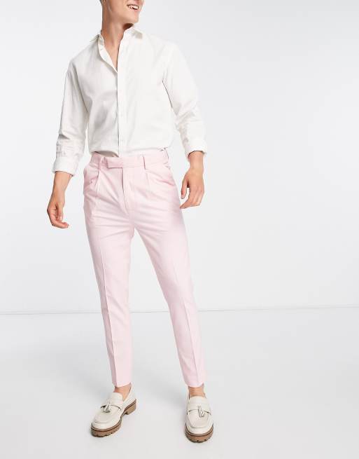 ASOS DESIGN smart tapered pants in pink pin stripe