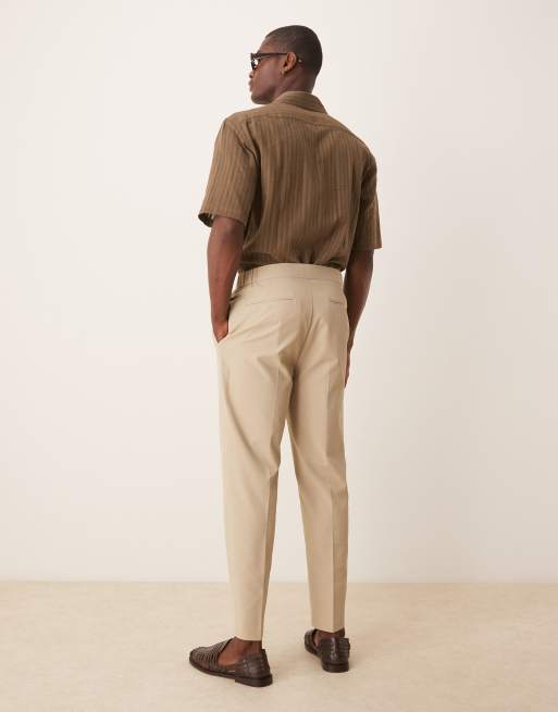 ASOS DESIGN smart tapered pants in stone rib (part of a set), 4 of 5