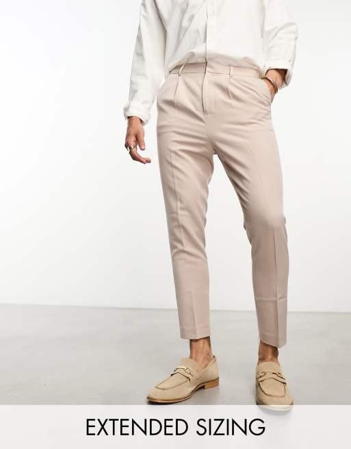 ASOS Skinny Smart Cropped Trousers In Cotton Sateen in White for Men