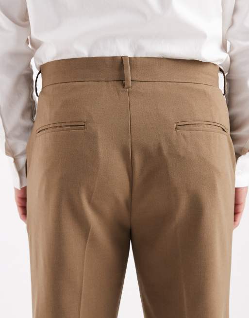 ASOS DESIGN smart tapered pants in warm brown, 4 of 5