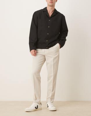 Asos Design Smart Tapered Pants With Elastic Waistband In White