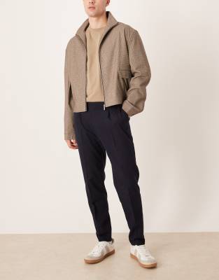 Asos Design Smart Tapered Pants With Elastic Waistband In Blue