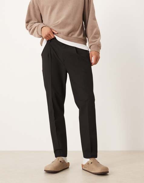 ASOS DESIGN smart tapered pants with elasticated waistband in black - view 1