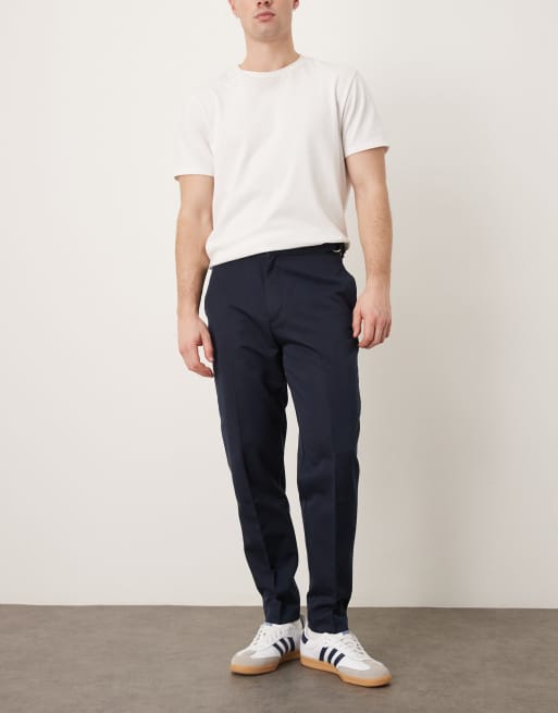 ASOS DESIGN smart tapered pants with side adjusters in navy, 2 of 5