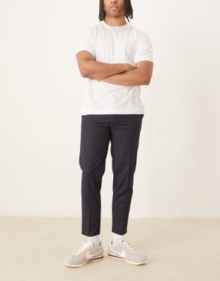 Asos Design Smart Tapered Pants With Side Piping In Black
