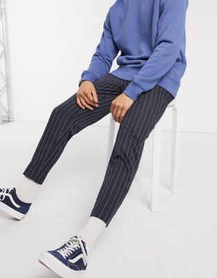 pinstripe tapered trousers