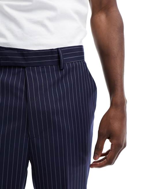 Pinstripe Slim Kim Trousers in Navy