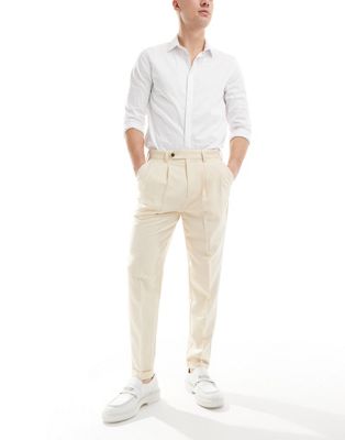 ASOS DESIGN smart tapered chino trousers in off white