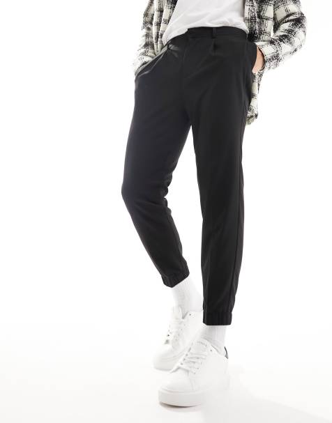 ASOS DESIGN smart tapered trackies in black - view 1