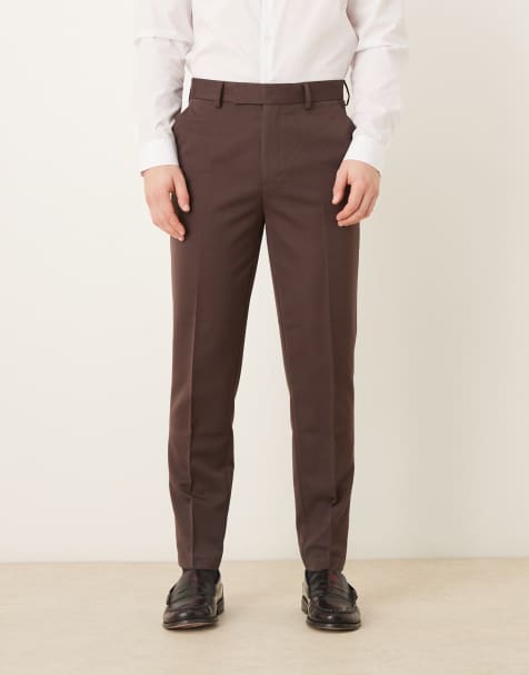 ASOS DESIGN smart tapered trouser in brown - view 1