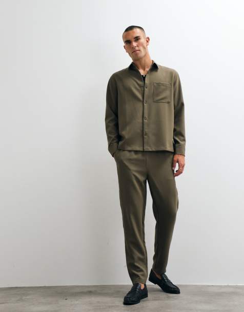 ASOS DESIGN smart tapered trouser in khaki - view 1