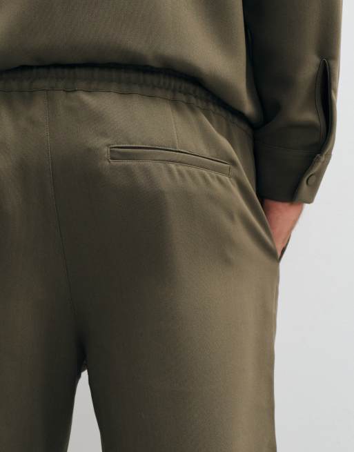 ASOS DESIGN smart tapered trouser in khaki, 4 of 5
