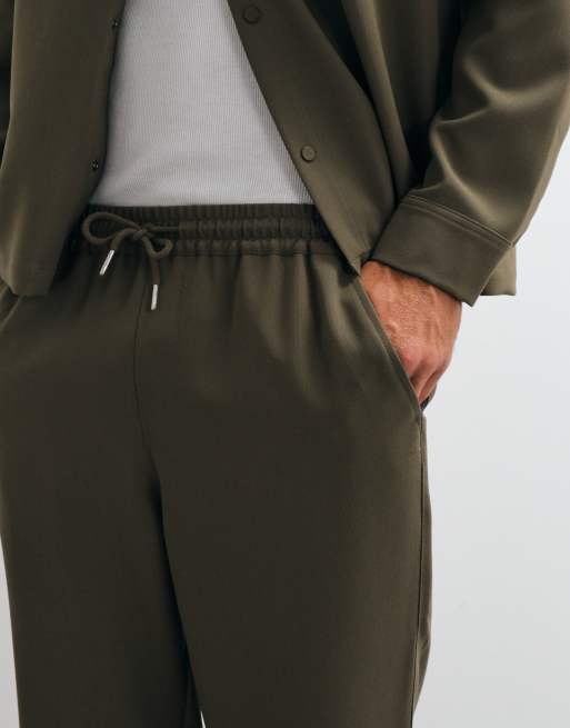 ASOS DESIGN smart tapered trouser in khaki, 5 of 5