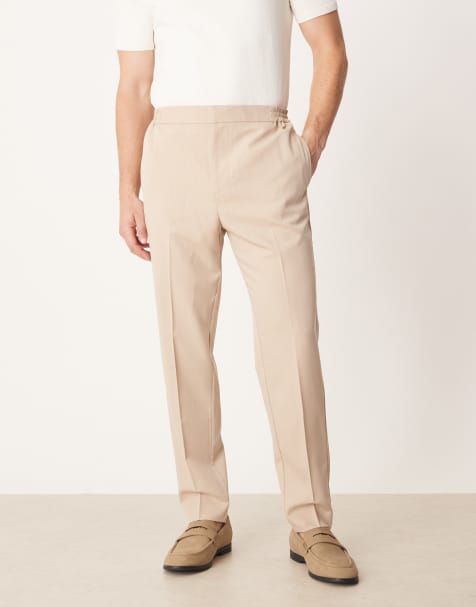 ASOS DESIGN smart tapered trouser in neutral pinstripe - view 1