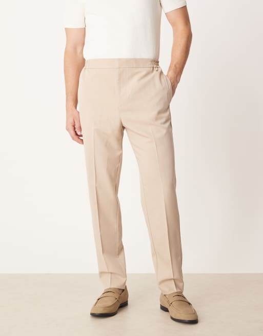 ASOS DESIGN smart tapered trouser in neutral pinstripe