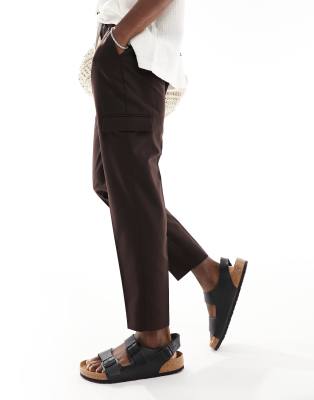 ASOS DESIGN ASOS DESIGN smart tapered trouser with cargo pockets in brown