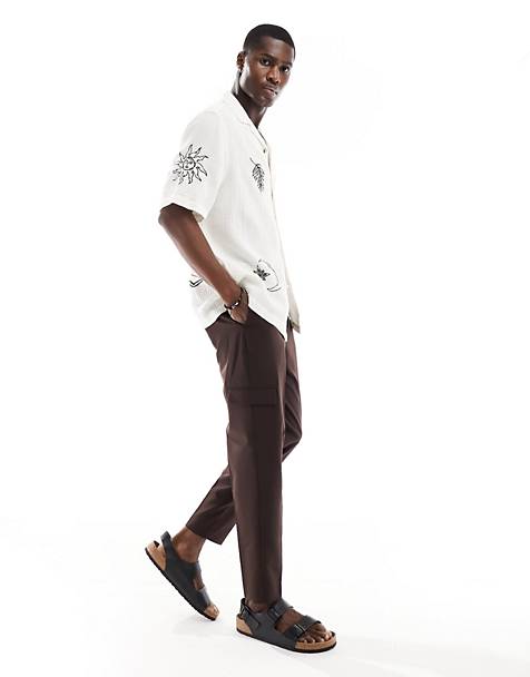 ASOS DESIGN smart tapered trouser with cargo pockets in brown