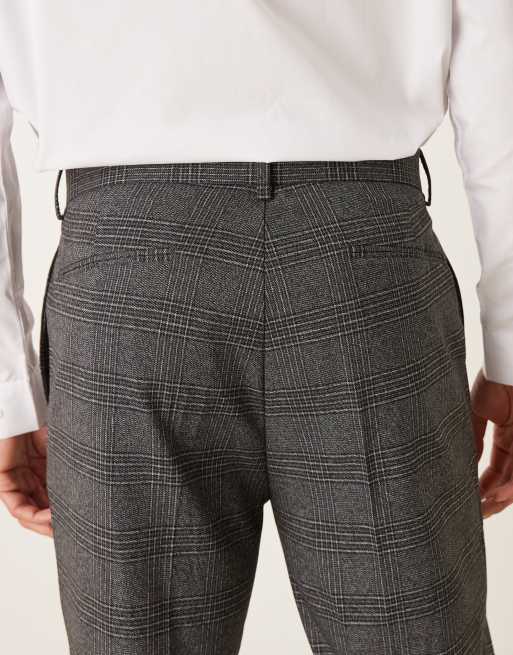 ASOS DESIGN smart tapered trousers in black check with front pleat, 5 of 5