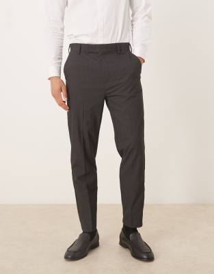 ASOS DESIGN smart tapered trousers in charcoal-Grey